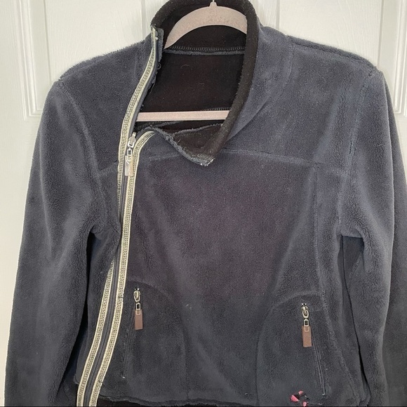Groggy Zip Up Grey Blue Fleece Cozy Jacket Sweater Small - Picture 4 of 6
